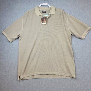 Woolrich Polo Shirt Mens Size Large Short Sleeve Casual Beige Tan NEW